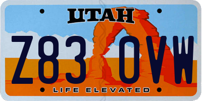 UT license plate Z830VW