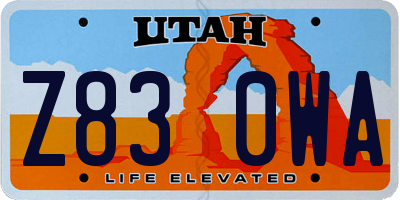UT license plate Z830WA