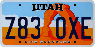 UT license plate Z830XE