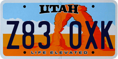 UT license plate Z830XK