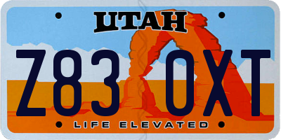 UT license plate Z830XT