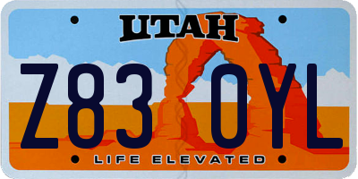UT license plate Z830YL
