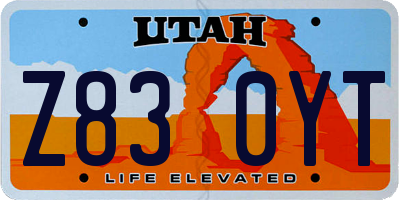 UT license plate Z830YT