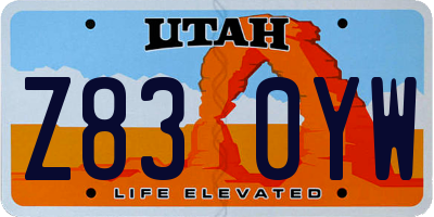 UT license plate Z830YW