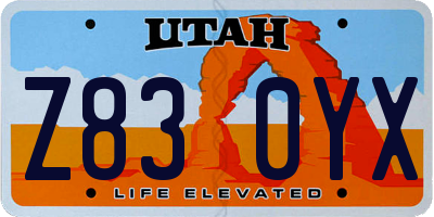 UT license plate Z830YX