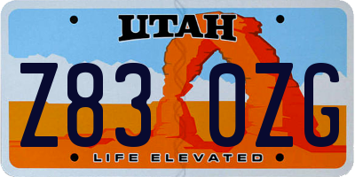 UT license plate Z830ZG
