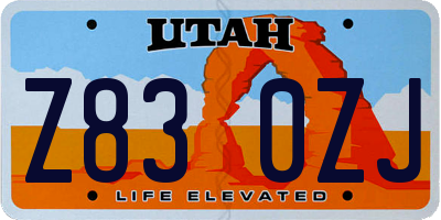 UT license plate Z830ZJ