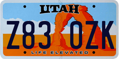 UT license plate Z830ZK