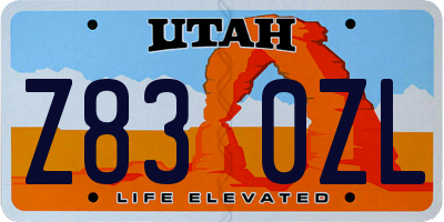 UT license plate Z830ZL