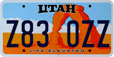 UT license plate Z830ZZ