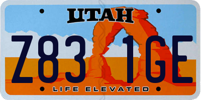 UT license plate Z831GE