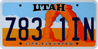 UT license plate Z831IN