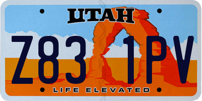 UT license plate Z831PV