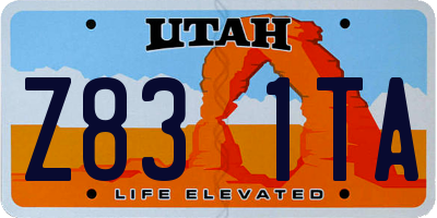 UT license plate Z831TA