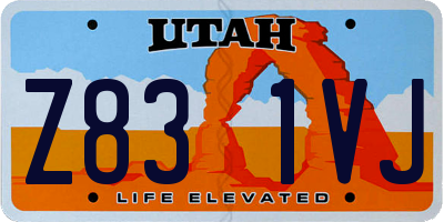 UT license plate Z831VJ