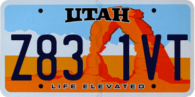 UT license plate Z831VT