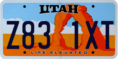 UT license plate Z831XT