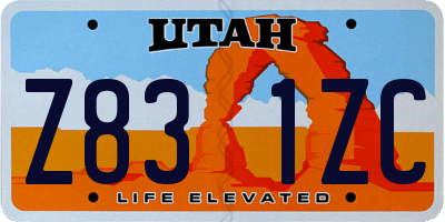 UT license plate Z831ZC
