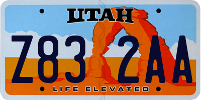 UT license plate Z832AA