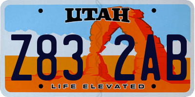 UT license plate Z832AB