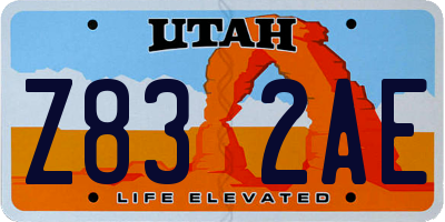 UT license plate Z832AE