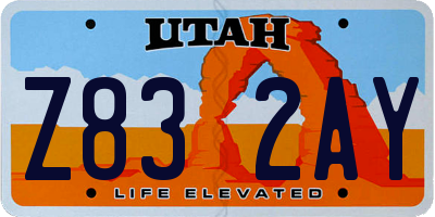 UT license plate Z832AY