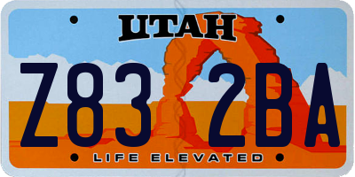UT license plate Z832BA