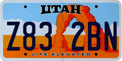 UT license plate Z832BN
