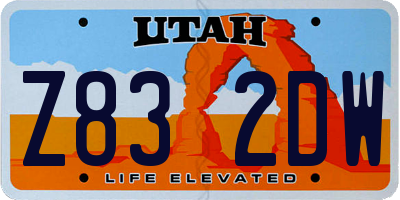 UT license plate Z832DW