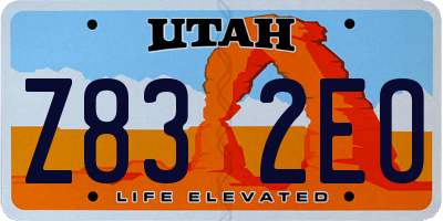 UT license plate Z832EO