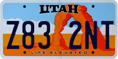 UT license plate Z832NT