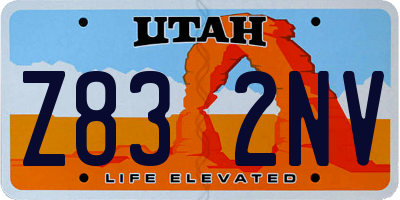 UT license plate Z832NV