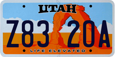 UT license plate Z832OA