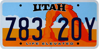 UT license plate Z832OY