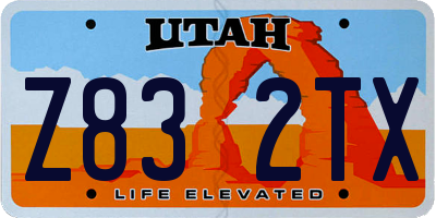 UT license plate Z832TX