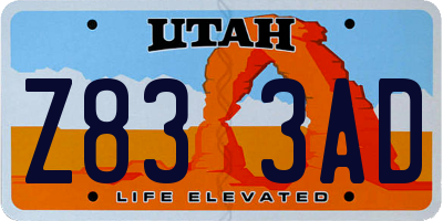 UT license plate Z833AD