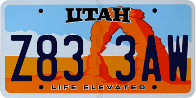 UT license plate Z833AW