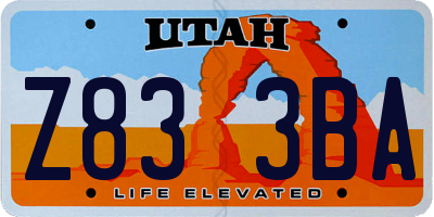 UT license plate Z833BA