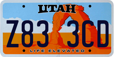 UT license plate Z833CD
