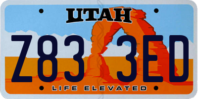 UT license plate Z833ED