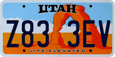 UT license plate Z833EV