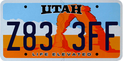UT license plate Z833FF