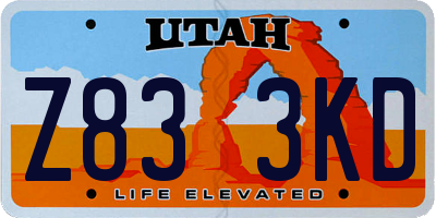 UT license plate Z833KD