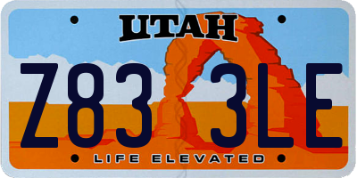 UT license plate Z833LE