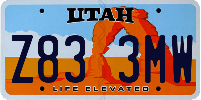 UT license plate Z833MW