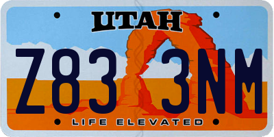 UT license plate Z833NM