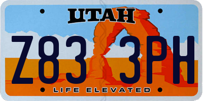 UT license plate Z833PH