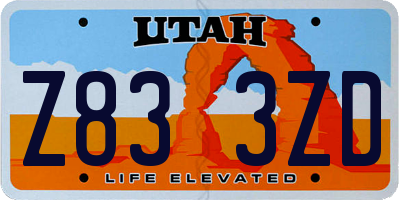 UT license plate Z833ZD