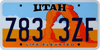 UT license plate Z833ZF