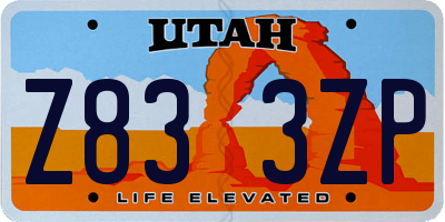 UT license plate Z833ZP
